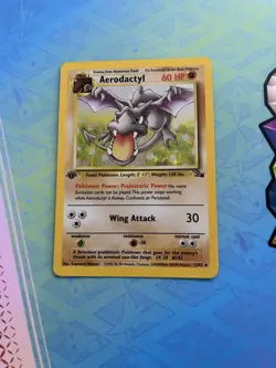 Aerodactyl Pokemon Card 1st Edition Holo WOTC 1/62 Fossil Set Rare Vintage HP - Image 1