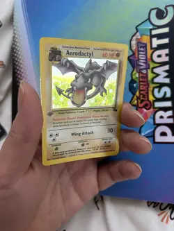 Aerodactyl Pokemon Card 1st Edition Holo WOTC 1/62 Fossil Set Rare Vintage HP - Image 3