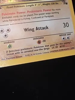 1999 Pokemon Aerodactyl Holo Rare 1st Edition Fossil 1/62 HP Good see photos - Image 5