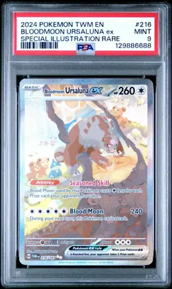 2024 POKEMON TWM EN TWILIGHT MASQUERADE #216 BLOODMOON URSALUNA EX SIR PSA 9 - Image 1