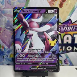 Pokemon TCG Celebrations Dark Sylveon v SWSH134 Jumbo Holo Promo Card Heavy Play - Image 1