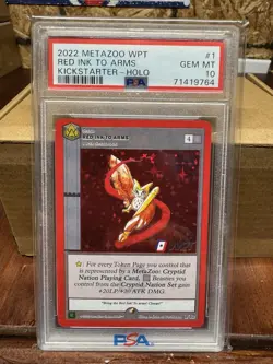 PSA 10 Red Ink To Arms Kick Starter Holo 2022 Metazoo WPT #1 - Image 1