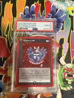 2022 MetaZoo World Poker Tour Kickstarter: PSA 10 #2 Mothman To Arms FULL HOLO - Image 1