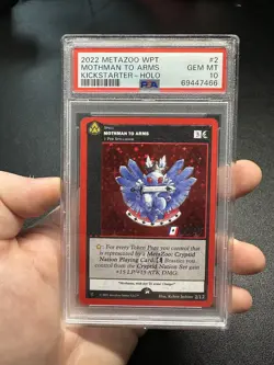 2022 MetaZoo World Poker Tour Kickstarter: PSA 10 #2 Mothman To Arms FULL HOLO - Image 1