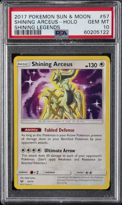 2017 POKEMON SUN & MOON SHINING LEGENDS #57 SHINING ARCEUS-HOLO PSA 10 - Image 1