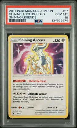 Shining Arceus-Holo 2017 Pokemon Sun & Moon Shining Legends #57 PSA 10 - Image 1
