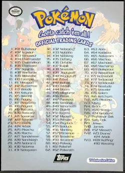 1999 Topps Pokemon TV Animation Black Logo Checklist Card Holo Foil - Image 2