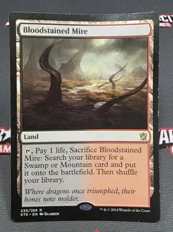 MTG Bloodstained Mire- DAMAGED -Khans of Tarkir Magic the Gathering Card # 230 - Image 1