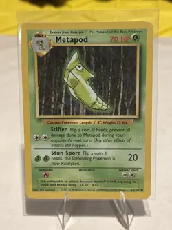 Metapod 54/102 Base Set Unlimited Pokemon Card NM/Mint 1999 WOTC - Image 1