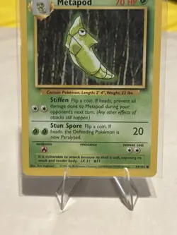 Metapod 54/102 Base Set Unlimited Pokemon Card NM/Mint 1999 WOTC - Image 3