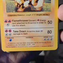 Pokemon TCG Arcanine Base Set, Shadowless Uncommon Card 23/102 - Image 3