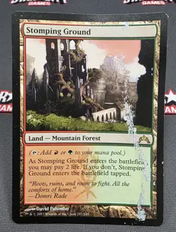 MTG Stomping Ground- DAMAGED -Gatecrash Magic the Gathering Card # 247 - Image 1
