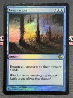 MTG FOIL Evacuation- DAMAGED - 8th Edition Magic the Gathering Card # 076 - Image 1