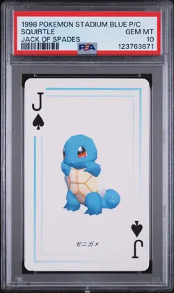 1998 POKEMON STADIUM BLUE VERSION PLAYING CARDS JACK OF SPADES SQUIRTLE PSA 10 - Image 1