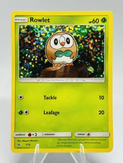 ROWLET HOLO RARE 2016 MCDONALDS 1/12 PROMO POKEMON CARD - NM - Image 1
