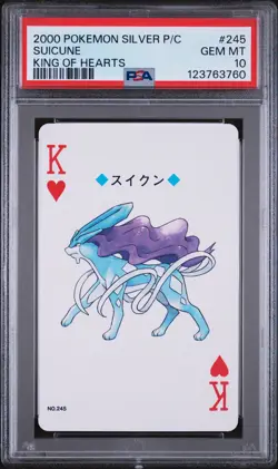 2000 POKEMON SILVER VERSION PLAYING CARDS KING OF HEARTS #245 SUICUNE PSA 10 - Image 1