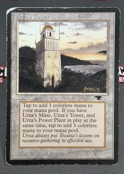 MTG Urza's Tower (Shore)- DAMAGED -Antiquities Magic the Gathering Card - Image 1