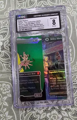 (CGC 8) MTG Peter Parker (2025) Foil Borderless Mythic Rare 0232( Error ) - Image 1