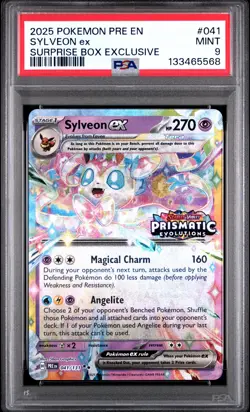 2025 POKEMON PRE EN-PRISMATIC EVOLUTIONS SURPRISE BOX EXCLUSIVE SYLVEON EX PSA 9 - Image 1