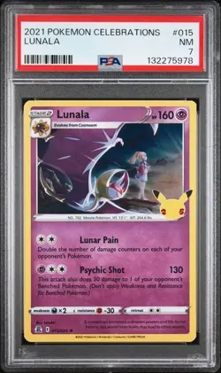 2021 Pokemon Celebrations #015 Lunala PSA 7 - Image 1