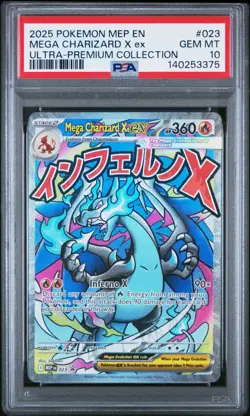 2025 Pokemon MEP EN Mega Charizard X EX Ultra Premium Collection 023 PSA 10 GEM - Image 1