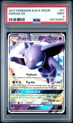 2017 POKEMON SUN & MOON #61 ESPEON GX PSA 9 - Image 1
