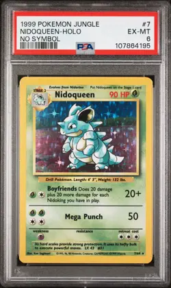 1999 Pokemon Jungle Nidoqueen Holo #7 No Symbol PSA 6 - Image 1