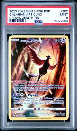 2023 POKEMON SWSH BLACK STAR PROMO CROWN ZENITH TIN #282 GALARIAN ARTICUNO PSA 9 - Image 1