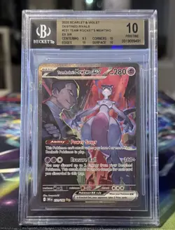 2025 Pokemon SV Destined Rivals SIR EN Team Rocket's Mewtwo ex #231/182 BGS 10 - Image 1