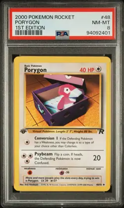 2000 POKEMON ROCKET 1ST EDITION #48 PORYGON PSA 8 - Image 1