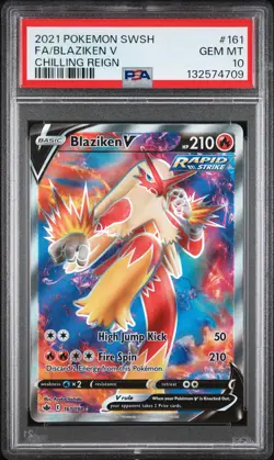 2021 POKEMON SWORD & SHIELD CHILLING REIGN #161 FULL ART/BLAZIKEN V PSA 10 - Image 1