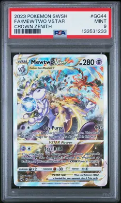2023 POKEMON SWORD & SHIELD CROWN ZENITH #GG44 FULL ART/MEWTWO VSTAR PSA 9 - Image 1