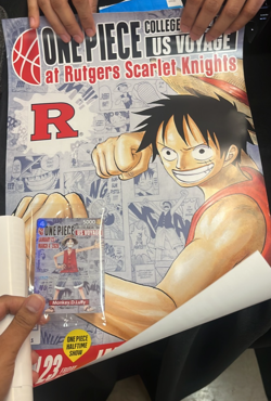 One Piece Monkey D. Luffy US College Basketball Promo Card+Poster RUTGERS 01/23 - Image 1