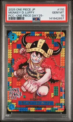 2025 ONE PIECE JPN PREM CARD COLL ONE PIECE DAY'25- #110 MONKEY D. LUFFY PSA 10 - Image 1