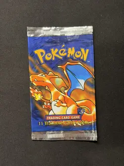 *EMPTY* SHADOWLESS BASE SET Pokemon Booster Pack Foil Wrapper CHARIZARD Art - Image 1