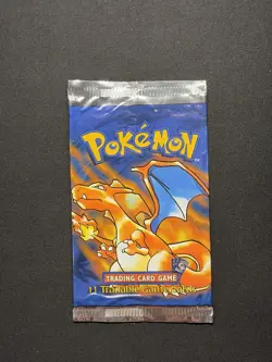 *EMPTY* SHADOWLESS BASE SET Pokemon Booster Pack Foil Wrapper CHARIZARD Art - Image 1