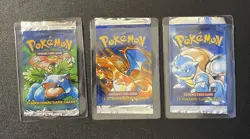Pokemon Base Set Shadowless Booster Packs TCG EMPTY Vintage 1999 Art Set Of 3 - Image 1