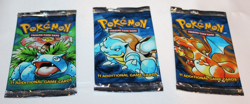 Set 3 Empty 1999 Pokemon Base Booster Wrappers Unlimited CCG Charizard RARE HTF - Image 1