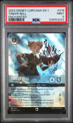 2023 DISNEY LORCANA EN 1-THE FIRST CHAPTER #216 TINKER BELL - GIANT FAIRY PSA 9 - Image 1