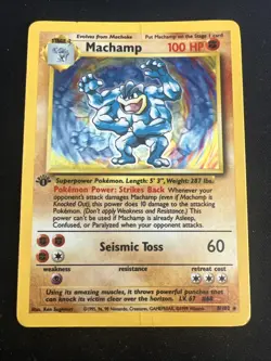 1999 Base Set Vintage Pokemon 2 Card Lot: Holo 1st Edition Machamp & Ninetales - Image 4