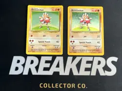 1999 Base Set Vintage Pokemon 2 Card Lot: Holo Hitmonchan 7/102 x2 - Image 1