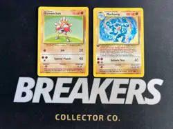 1999 Base Set Vintage Pokemon 2 Card Lot: Holo 1st Edition Machamp & Hitmonchan - Image 1