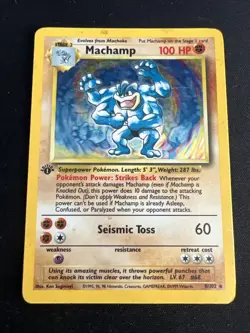 1999 Base Set Vintage Pokemon 2 Card Lot: Holo 1st Edition Machamp & Hitmonchan - Image 4