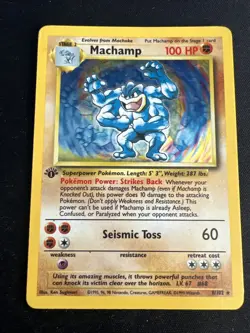 1999 Base Set Vintage Pokemon 2 Card Lot: Holo 1st Edition Machamp & Ninetales - Image 4
