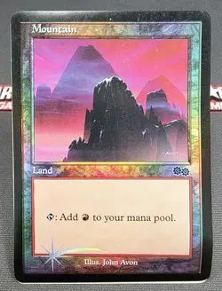 MTG FOIL Mountain- DAMAGED -Arena Promo Magic the Gathering Card # 005 - Image 1