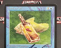 MTG Fishliver Oil (Light)- Signed -Arabian Nights Magic the Gathering Card # 013 - Image 3