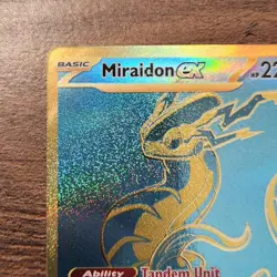 Miraidon ex 243/091 NM-M Hyper Rare Shiny Gold Pokemon SV Paldean Fates Card PSA - Image 4