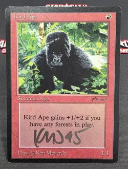 MTG Kird Ape- Signed -Arabian Nights Magic the Gathering Card # 040 - Image 1
