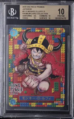 2025 ONE PIECE PROMOS JPN PREMIUM CARD COLL #P110 MONKEY D. LUFFY BGS 10 - Image 1