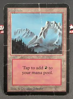 MTG Mountain (A)- DAMAGED -Alpha Magic the Gathering Card # 293 - Image 1